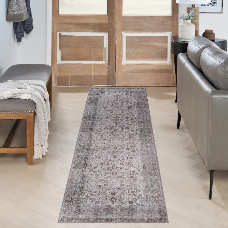 Distressed Floral Medallion Indoor Area Rug or Runner by Superior