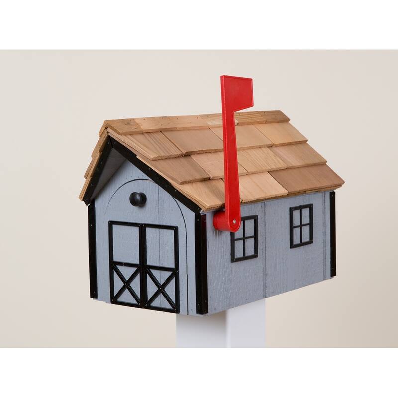 Wooden Mailbox - Grey/Black