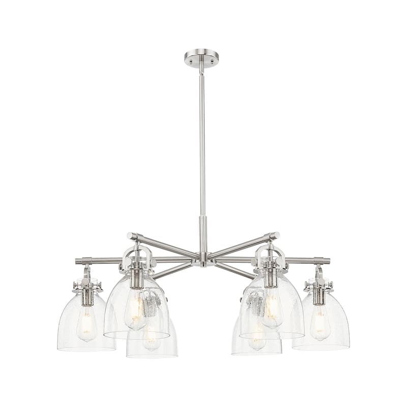Innovations Lighting Downtown Urban - Newton Bell - 6 Light 26" Stem Hung Arched-Frame Chandelier