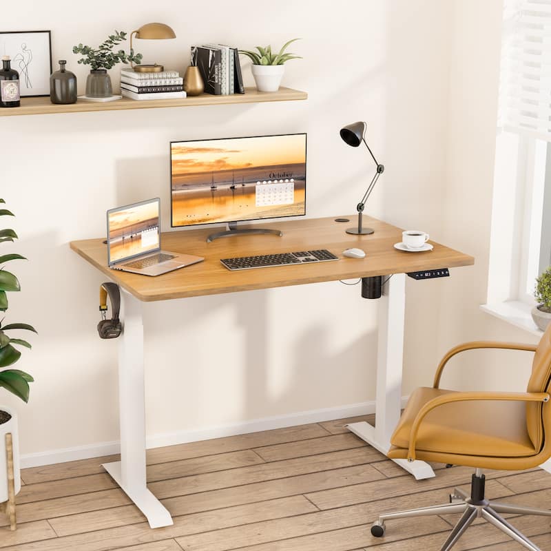 Futzca Electric Height Adjustable Standing Desk - Honey + White - 48'' x 24''