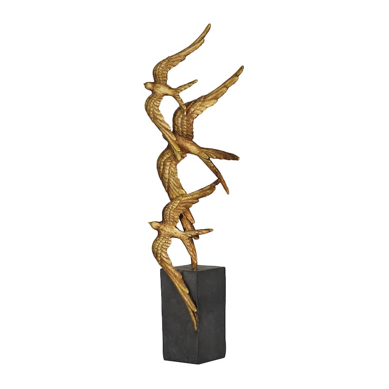 Gold Polystone Bird Decorative Sculpture