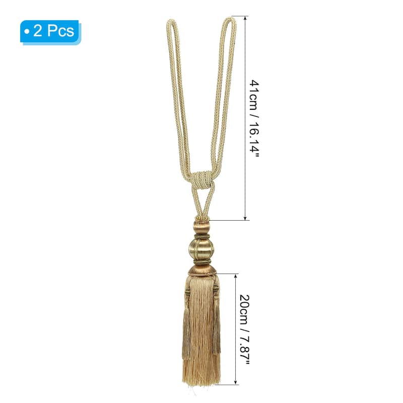 2 Pack Handmade Curtain Tiebacks Home Office Decorative - Gold Tone
