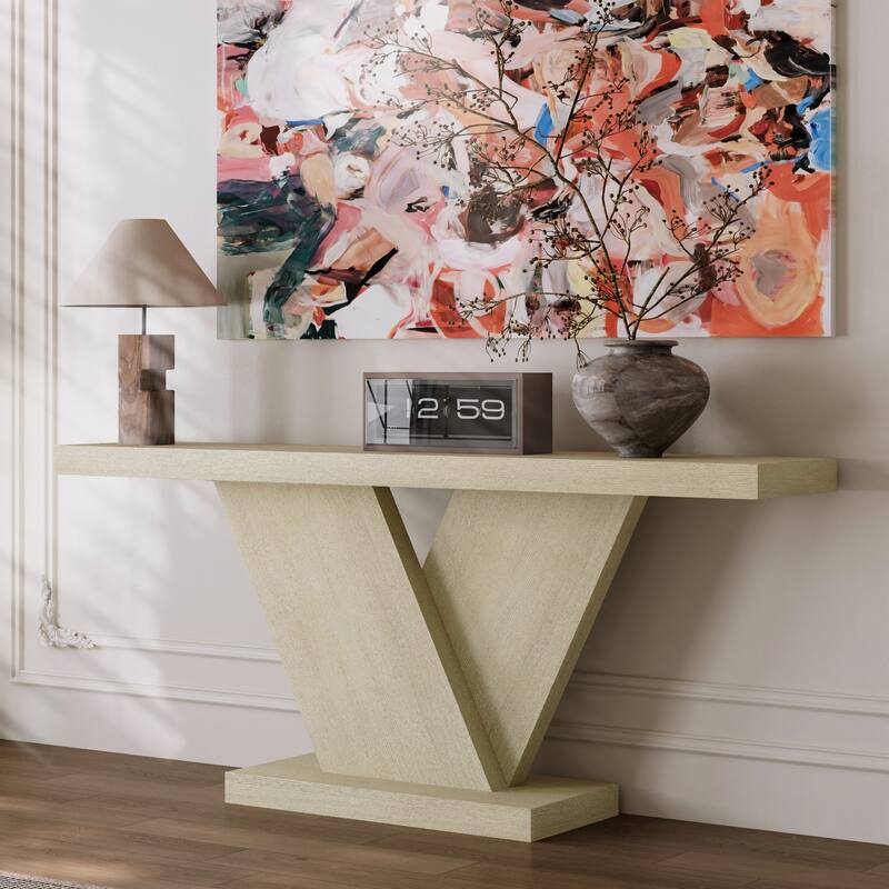 66 Inch Modern Entryway Console Table, Solid Accent Sofa Table Behind The Couch, Narrow Console Table with X-Leg - Imitative Oak