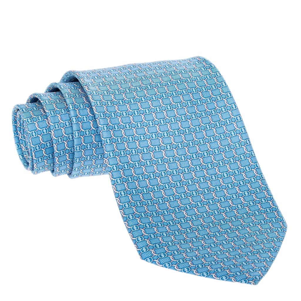Ferragamo Vara Buckle Print Silk Tie