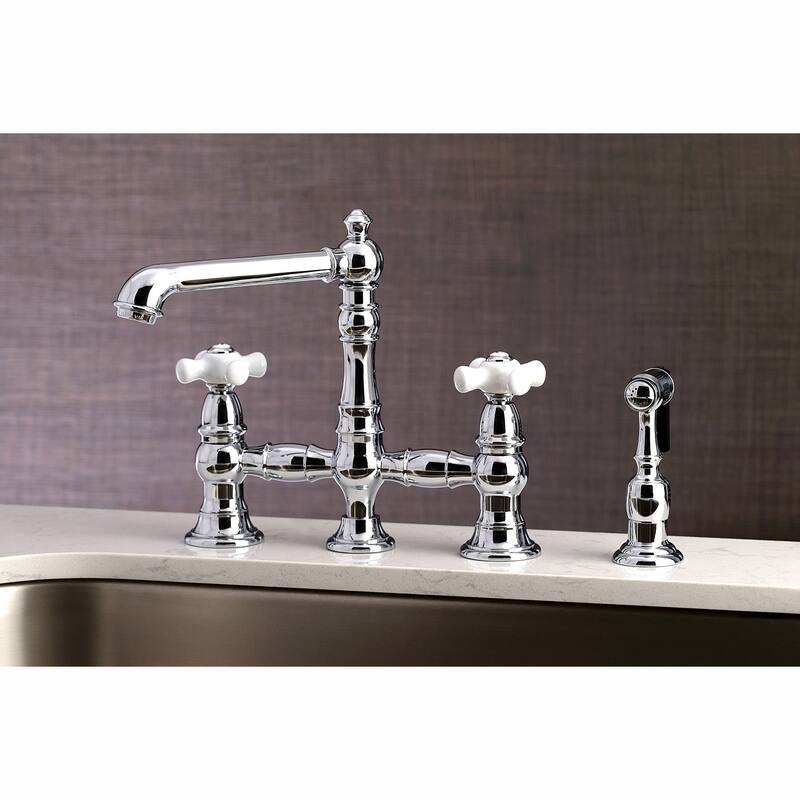 Kingston Brass English Country Bridge Kitchen Faucet with Sprayer