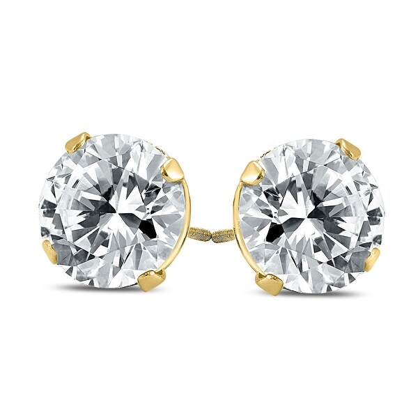 14kt White Gold Unisex Round Diamond Solitaire Stud Earrings 1/4 Cttw