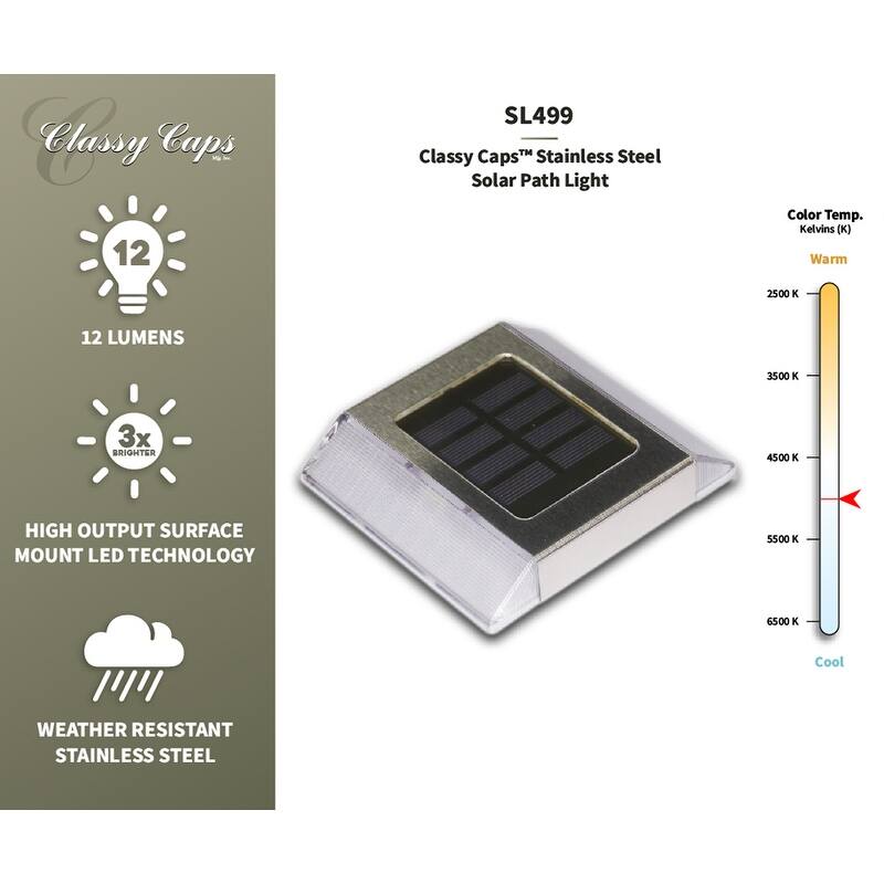 Classy Caps Stainless Steel Solar Path Light (Set of 2)