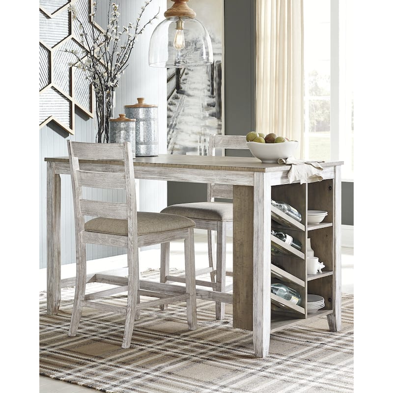 Signature Design by Ashley Skempton White / Light Brown 3-Piece Counter Height Dining Package