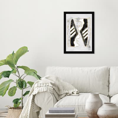 Wynwood Studio Prints Fashion and Glam Noir Gold Sneakers Black and Metallic Gold Modern & Contemporary Wall Art Canvas Print
