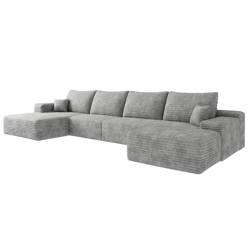 135-in Casual Gray 4 -seater Left Reclining Sectional - 8' x 10'