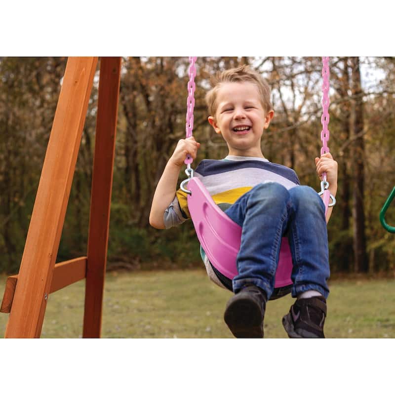 Swing-N-Slide Pink Swing Seat with Pink Coated Chains - 26" W x 5.5" D x 58" H