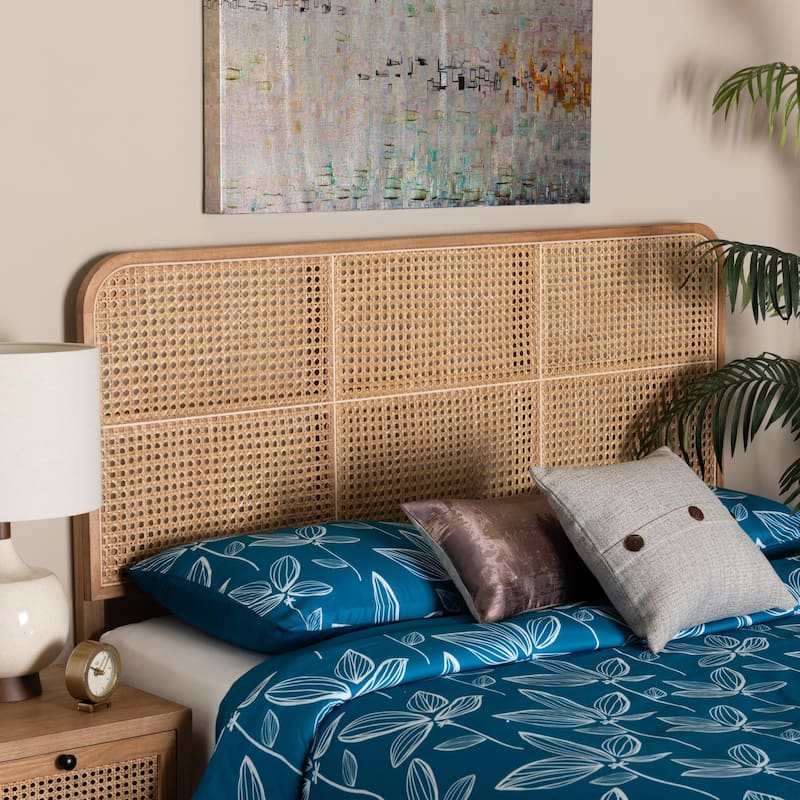 bali & pari Lainer Modern Bohemian Bayur Wood and Natural Bamboo Headboard