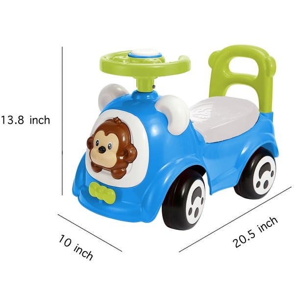 Timate: Push & Ride Racer - Blue & Monkey - Foot-To-Floor Car Ride-On,Ages 1-2