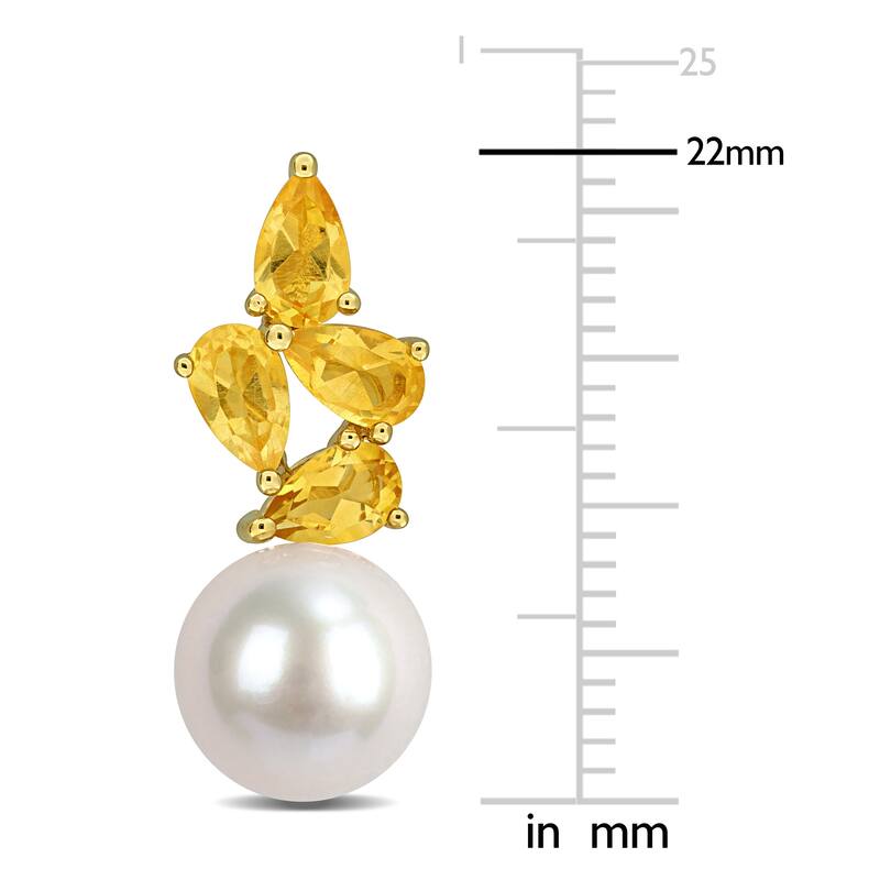 Miadora Cultured Freshwater Pearl and Gemstone Cluster Drop Earrings Sterling Silver