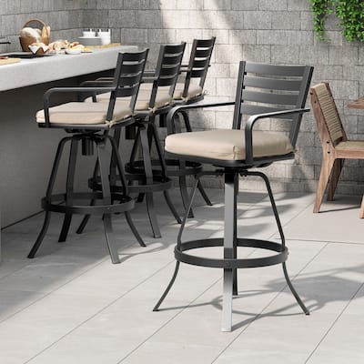 Pellebant Outdoor Patio Swivel Aluminum Bar Stools with Sunbrella Cushion - 18.51 in L x 18.51 in W x 45.28 in H