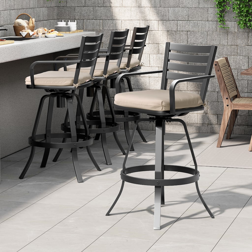 Pellebant Outdoor Patio Swivel Aluminum Bar Stools with Sunbrella Cushion - 18.51 in L x 18.51 in W x 45.28 in H