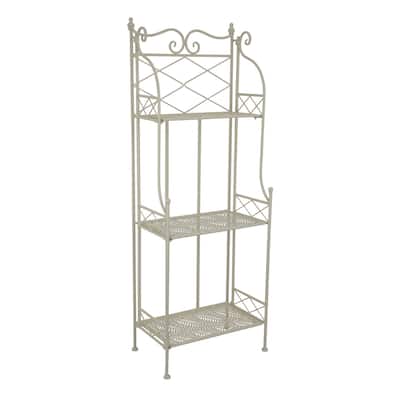 Monty Plant Stand Shelves, 3 Tier Classic Scrolled White Metal 44 Inch