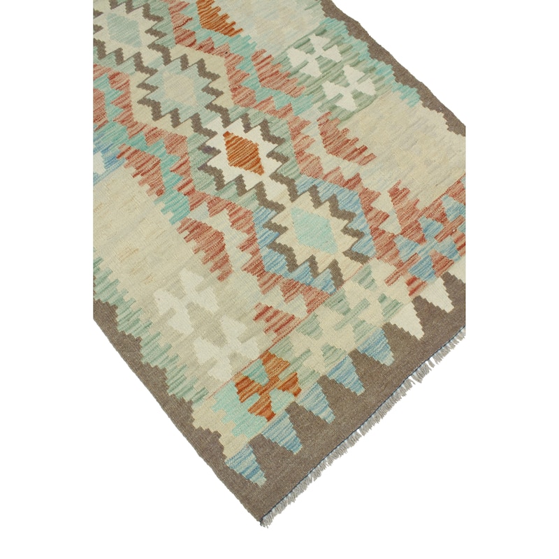 Sun Faded Flatweave Wadswort Red/Brown Runner - 2'7" x 6'5"