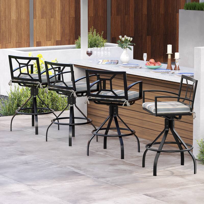 Pellebant Patio Aluminum Swivel Bar Stools with Sunbrella Fabric Cushion