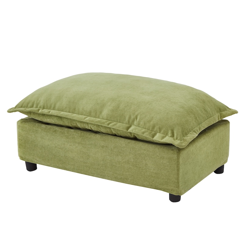 Chenille Single Sofa Chair with Ottoman, Modern Oversized Accent Chair for Reading, Living Room Curved Armrests Chairs