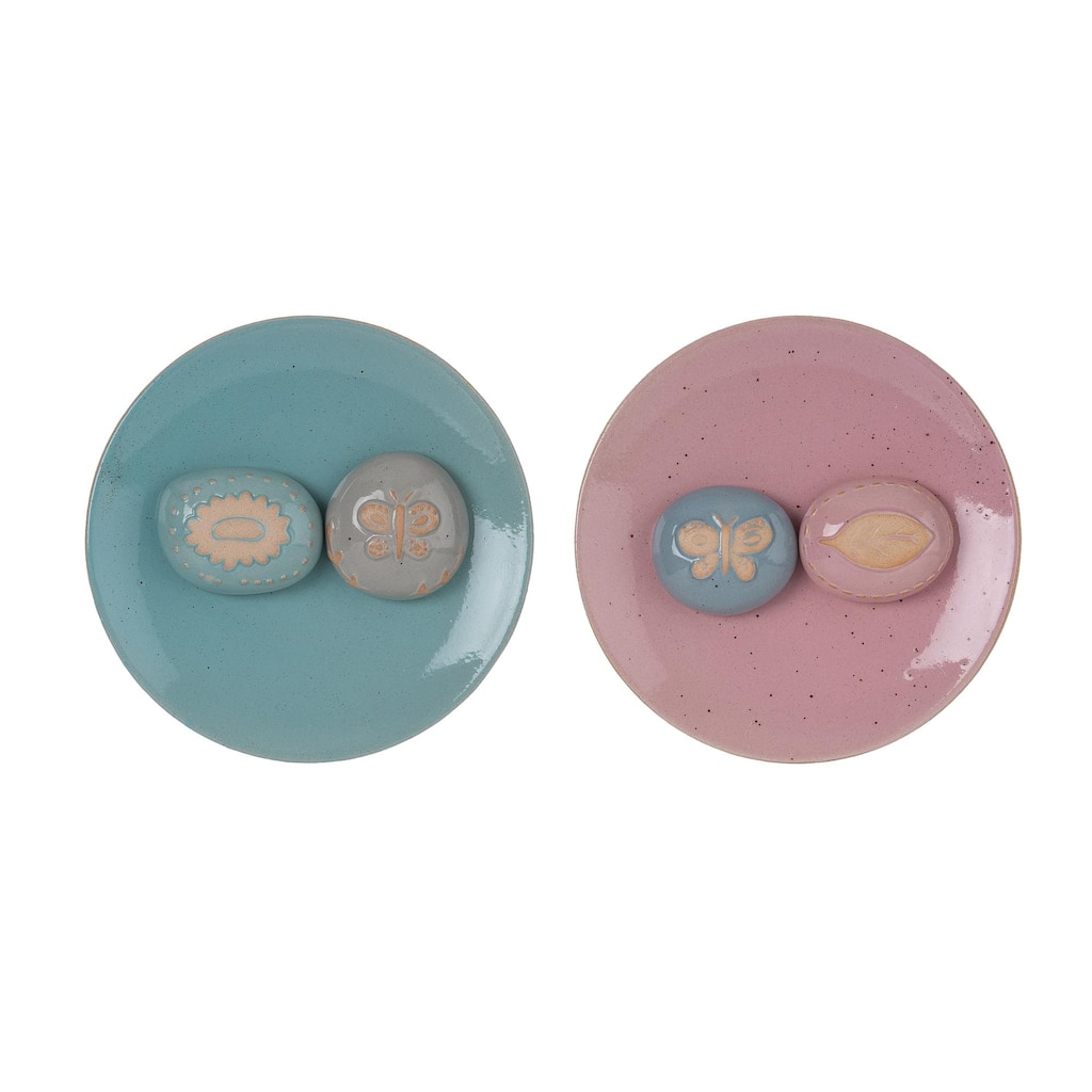 Transpac Small Terracotta Leaf/Flower Butterfly Bath Set of 2 Spring Home Decorations