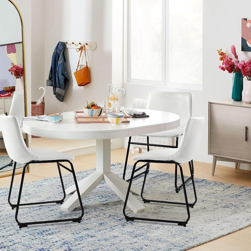 Bossin Faux Leather Dining Chairs Set of 2, 18 Inch Kitchen & Dining Room Chairs with Backrest and Metal Leg