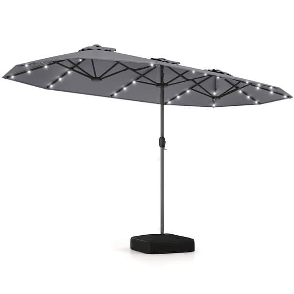 bifl patio umbrella PHI VILLA 15ft Large Outdoor with Base Included, Navy Blue which is anti 6.5 ft Striped Italian Patio