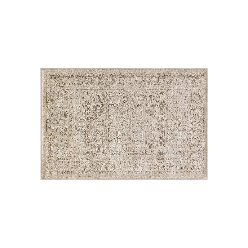 World Rug Gallery Textured Medallion Earth Beige Indoor High-Low Area Rug