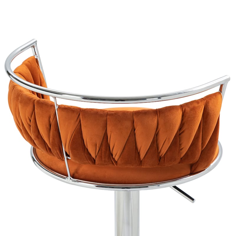 4 Set Modern Velvet Adjustable Swivel Bar Stools with Metal Frame