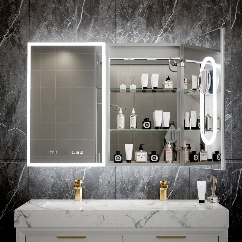 MEDUNJESS 20'' x 32'' Frameless Bathroom Cabinet with Defogging