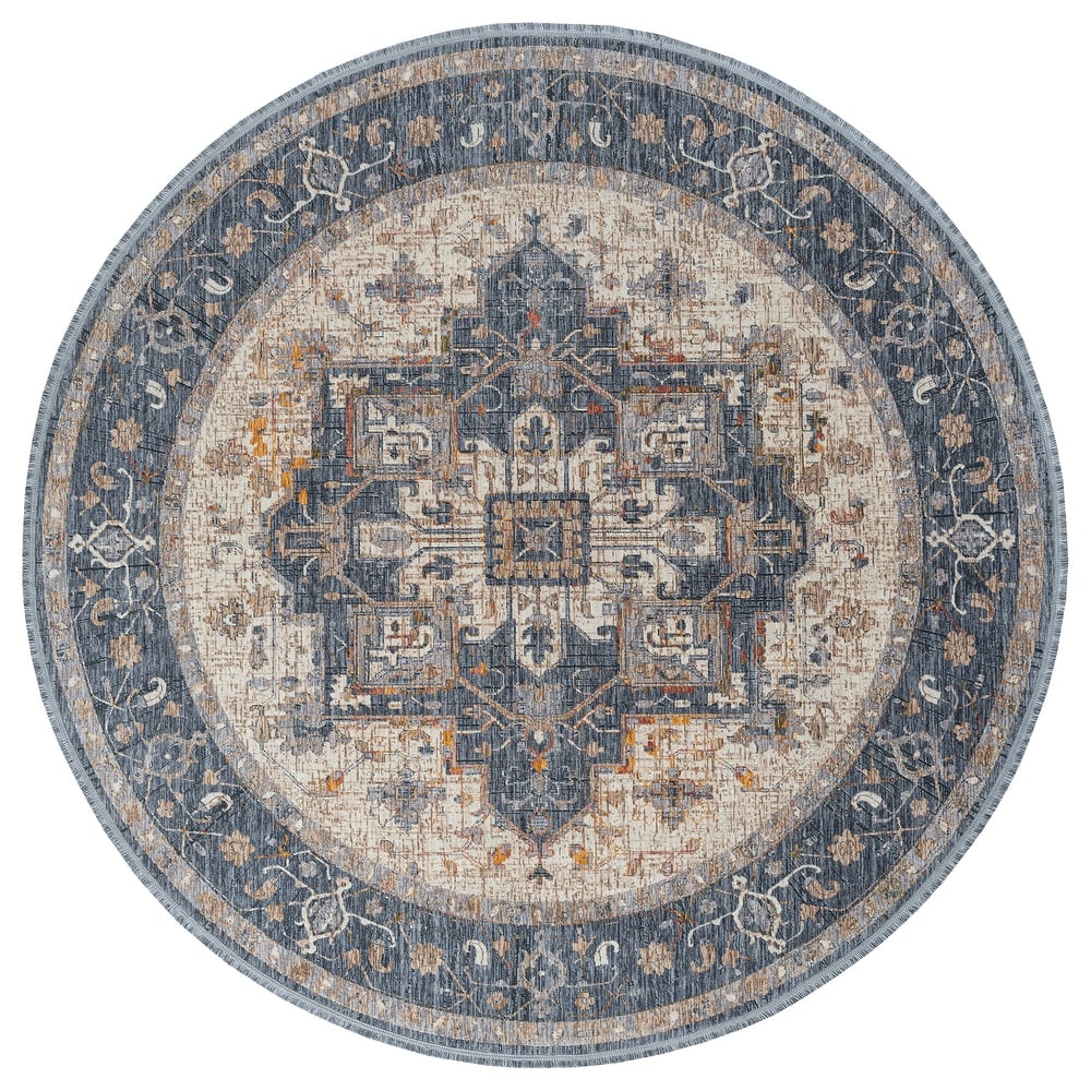 Artundra Navy Machine Made Flatweave Indoor Outdoor Area Rug