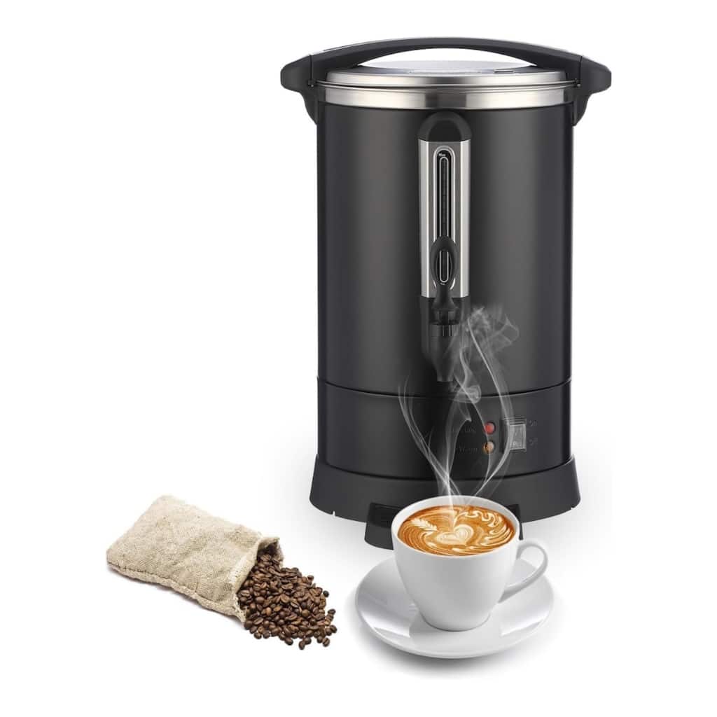 18L/120 Cups Coffee Urn- 4.8 Gallon Double Wall Commerical Coffee Maker Black