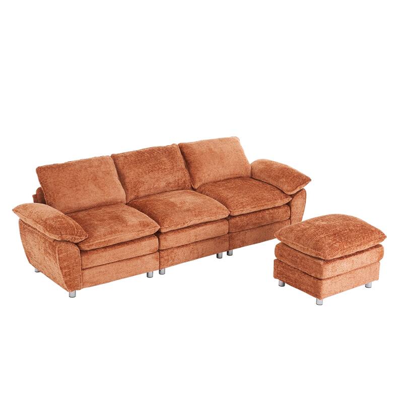 Modern Upholstered Polyester Sleeper Sofa with Ottoman