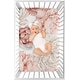 preview thumbnail 3 of 4, Boho Shabby Chic Floral Girl Fitted Mini Portable Crib Sheet Ivory Bohemian Vintage Garden Watercolor Flower Elegant Large Rose