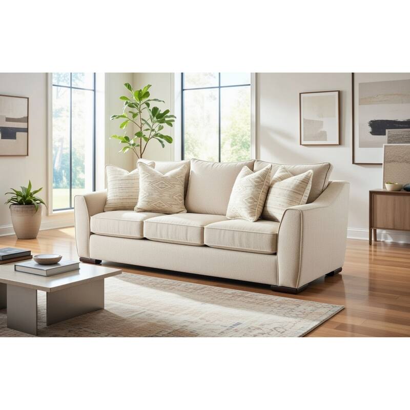 Vibrant Vision Oatmeal Stationary Sofa