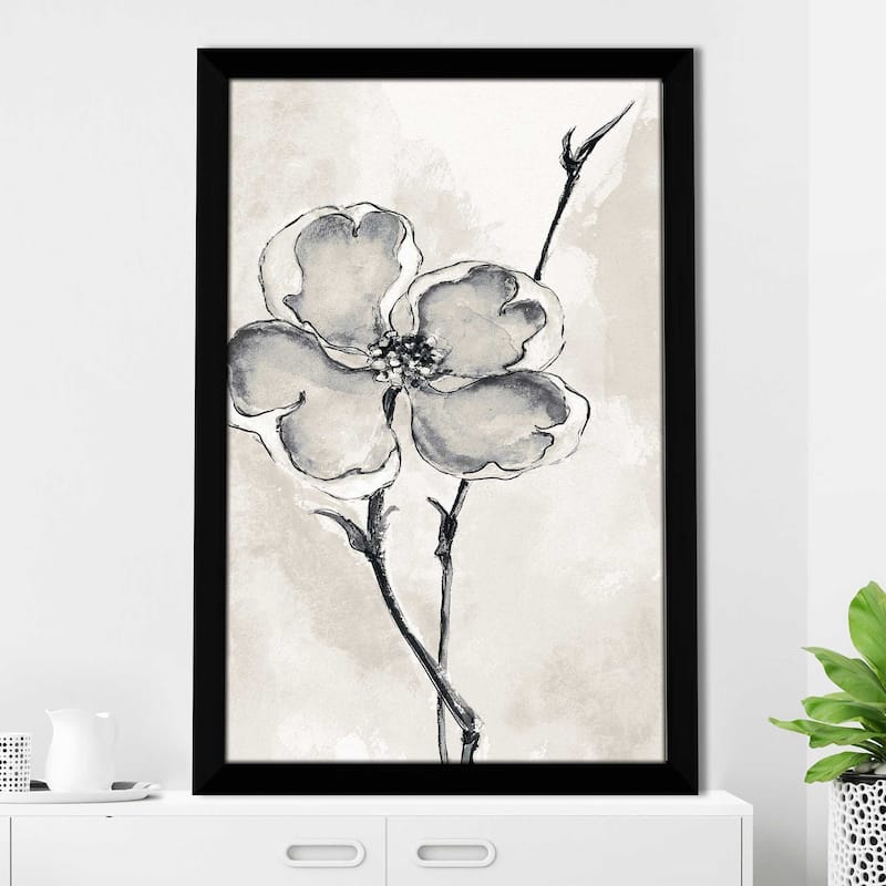 "Solitary Dogwood II Taupe (Vertical)" Print on Acrylic