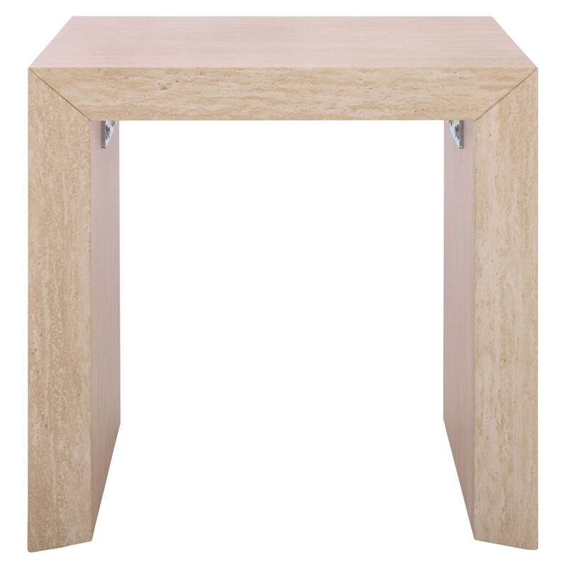 SAFAVIEH Home Woodrow Accent Table - 20"W x 20"D x 20"H - Faux Travertine