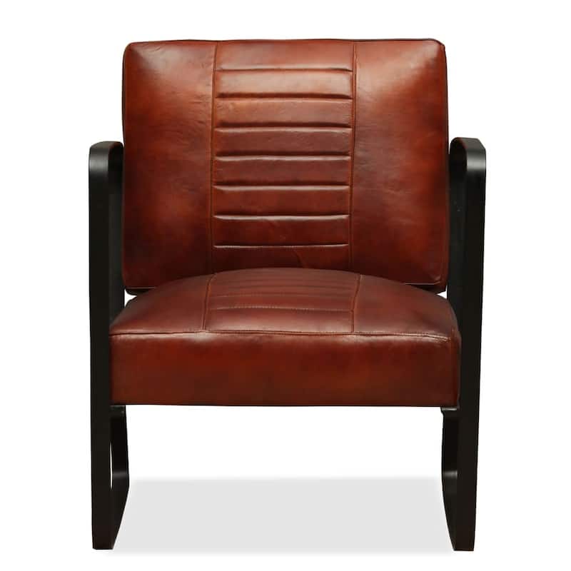 vidaXL Sofa Single Sofa Chair with Metal Frame for Living Room Genuine Leather - 23.6" x 25.2" x 29.1"