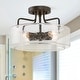 preview thumbnail 1 of 18, Modern 3-Light Drum Semi-Flush Mount Glass Ceiling Light