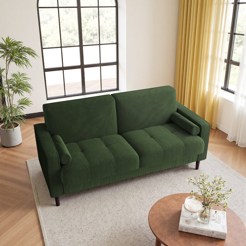 62.5'' W Corduroy Couch Upholstered Square Arm Sofa