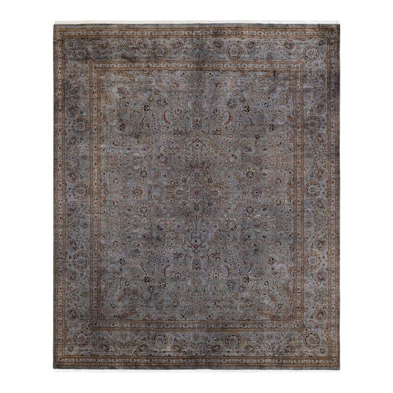 Overton Hand Knotted Wool Vintage Inspired Modern Contemporary Overdyed Gray Area Rug - 8' 2" x 9' 9"