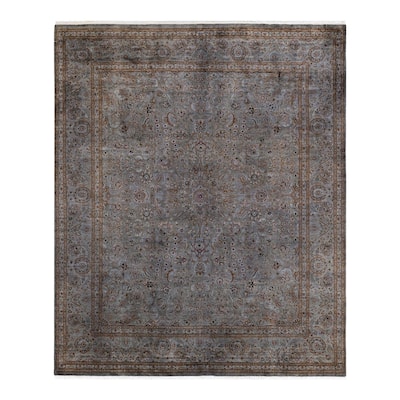 Overton Hand Knotted Wool Vintage Inspired Modern Contemporary Overdyed Gray Area Rug - 8' 2" x 9' 9"
