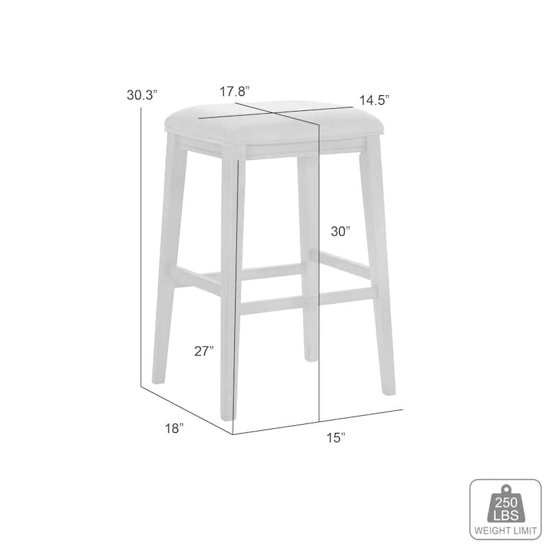 Jane Contemporary Transitional Backless Wood Counter Height Kitchen Bar Stool with Fabric Upholstered Seat