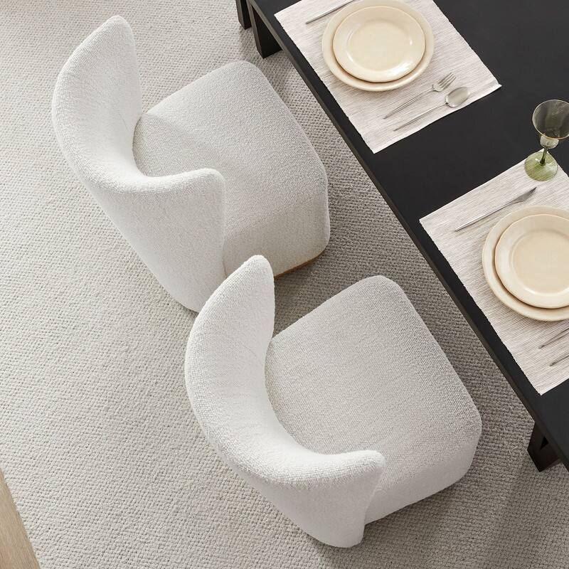 Spruce & Spring Kevin Modern Wingback Dining Chairs with Casters&Wood Base Set of 2 - Set of 2