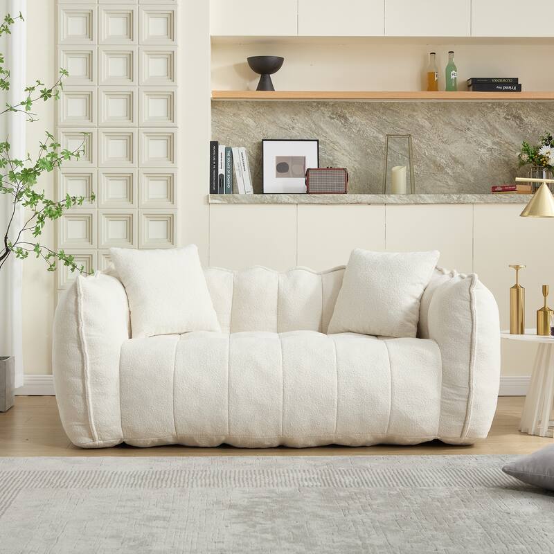 Soft Beanbag Chair With High Resilience Foam Core For Two People.The Comfortable Square Recliner Sofa Is Ideal