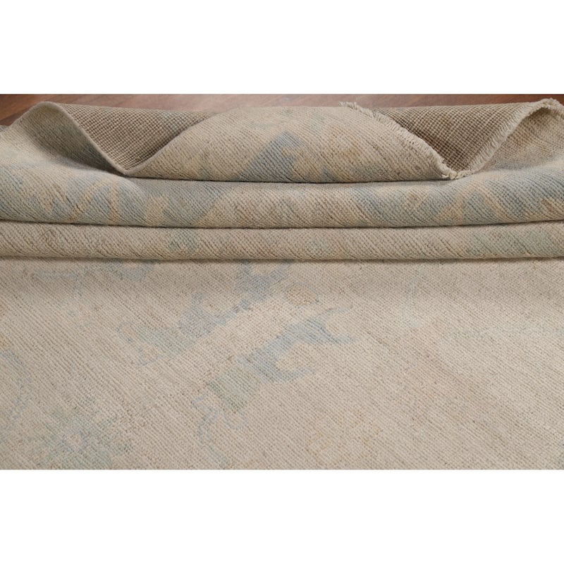 Hand Knotted Oriental 100% Wool Carpet Transitional All-Over Beige & Ivories Oushak Area Rug - 10' 0'' X 8' 0''