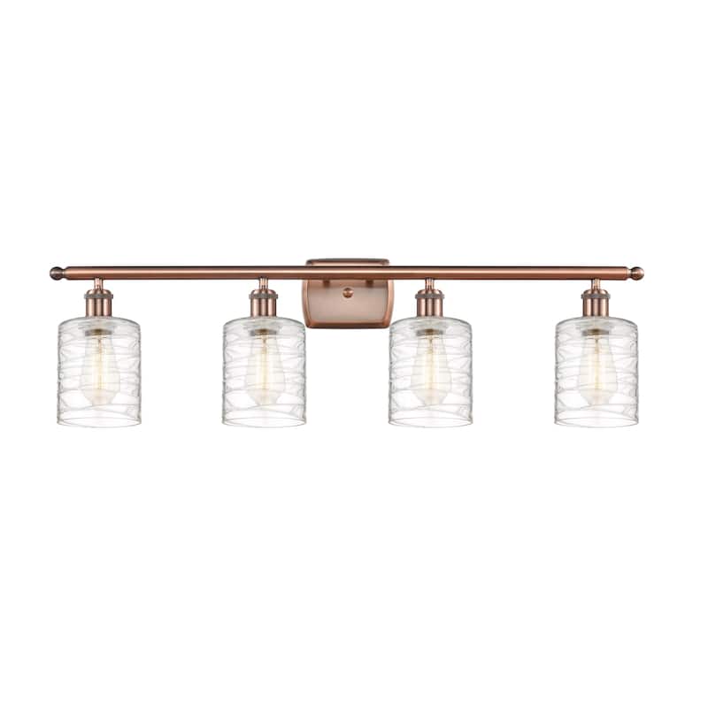 Innovations Lighting Ballston Cobbleskill - 4 Light 36" Bath Vanity Light - Deco Swirl/Antique Copper Finish