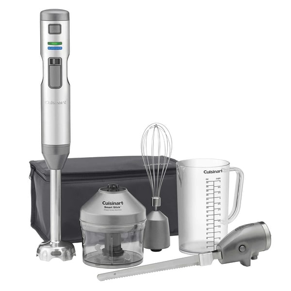 Cuisinart CSB-300 Smart Stick Variable Speed Cordless Rechargeable Hand Blender with Electric Knife, Stainless Steel
