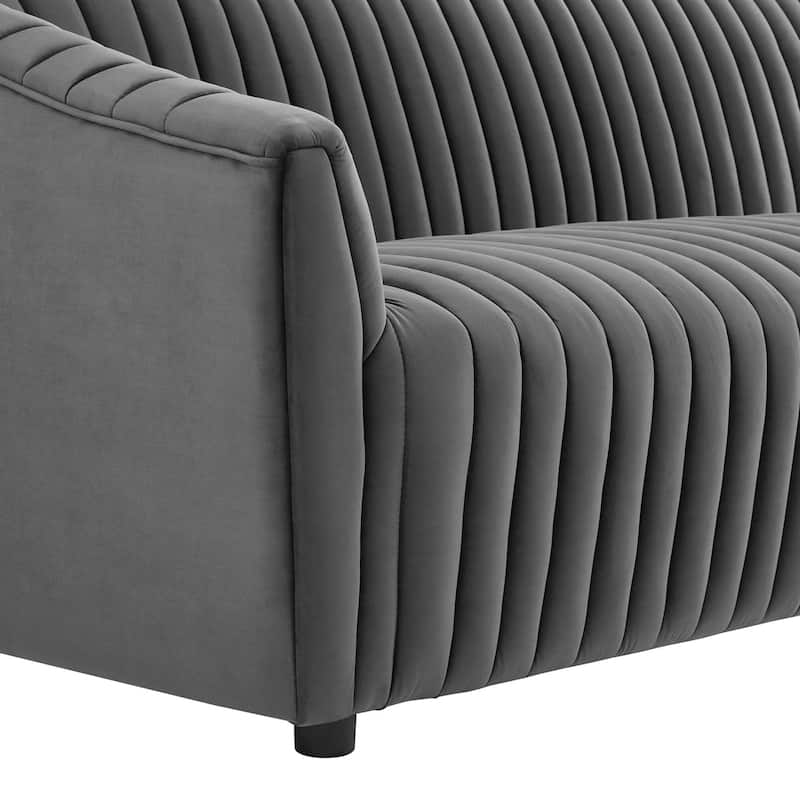 Announce Performance Velvet Channel Tufted Loveseat - Charcoal