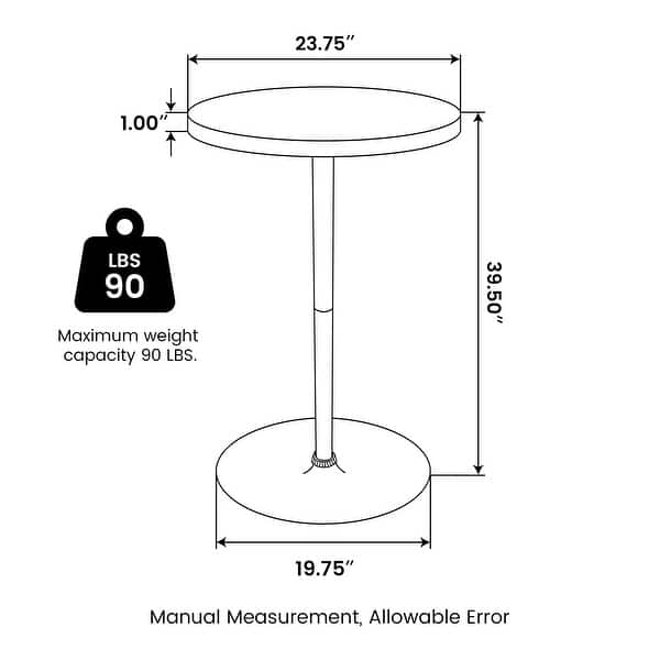 dimension image slide 1 of 2, Glitzhome 39.5"H Modern Bistro Walnut Top Round Pub Bar Table